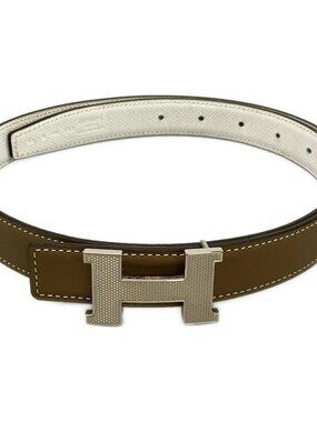 HERMES H belt/Constance Etoupe White Veau Swift Veau Epsom B Belt